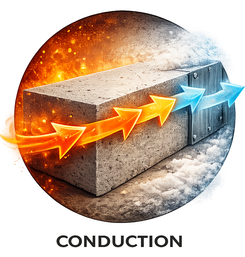 Principe de conduction thermique - Isolation des parois solides