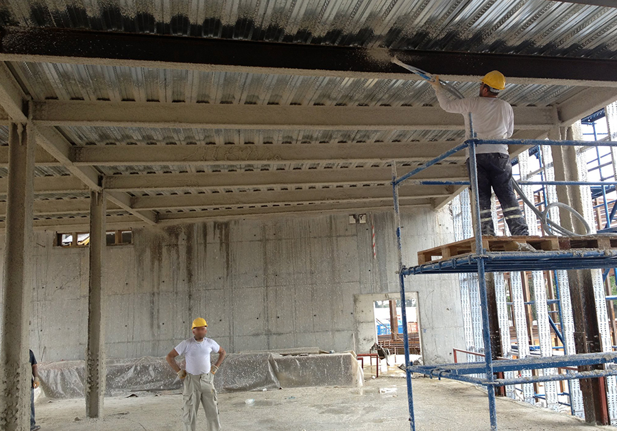 Isolation thermique projetée sous-face de dalle