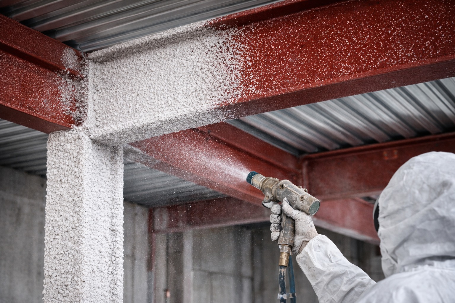 projection flocage coupe-feu structure métallique